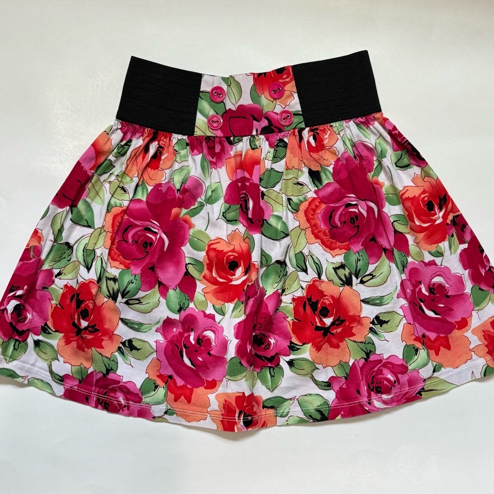 Body Central Pink and Orange Floral Mini Skirt
